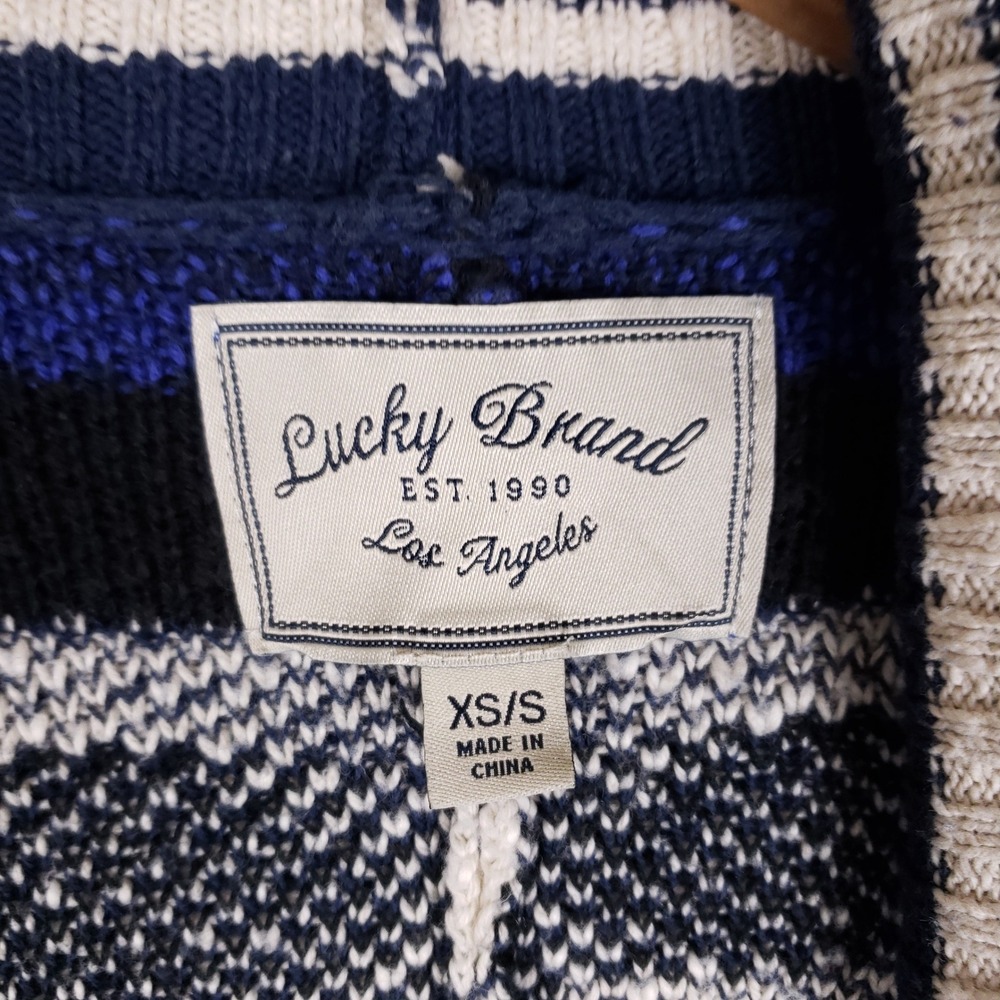 Lucky Brand Cardigan Sweater Womens XS/S Open Front Aztec Southwestern Blue Boho - Picture 4 of 8